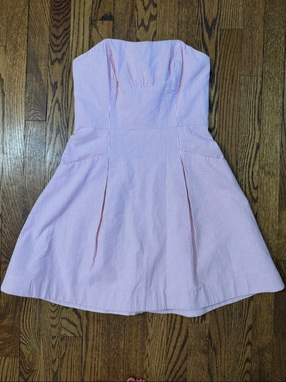 2010 Lily Pulitzer Richelle Strapless Corseted Pink & White Striped Dress SZ 4 - Picture 2 of 9